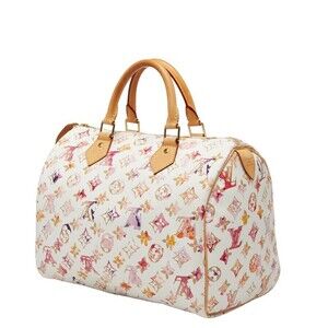 Louis Vuitton Watercolor Multicolored Handbag Monogram White Leather Speedy